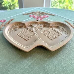 1988 Brown Bag Cookie Art Shortbread Mold Double Heart Shaped Cookie Press